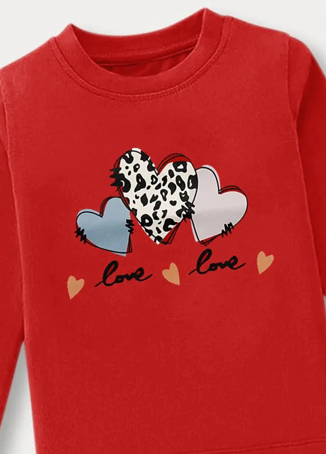 Baby Nest Red Heartfelt Love Printed Full Sleeves T shirt for Kids - BNDR-89