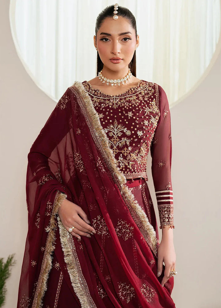 Reena by Alizeh Fashion Embroidered Chiffon Suit Unstitched 3 Piece AFB25RE D-4029 Empress - Formals Collection