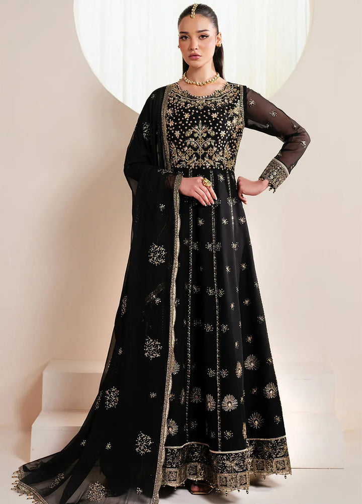 Reena by Alizeh Fashion Embroidered Chiffon Suit Unstitched 3 Piece AFB25RE D-4030 Noir - Formals Collection