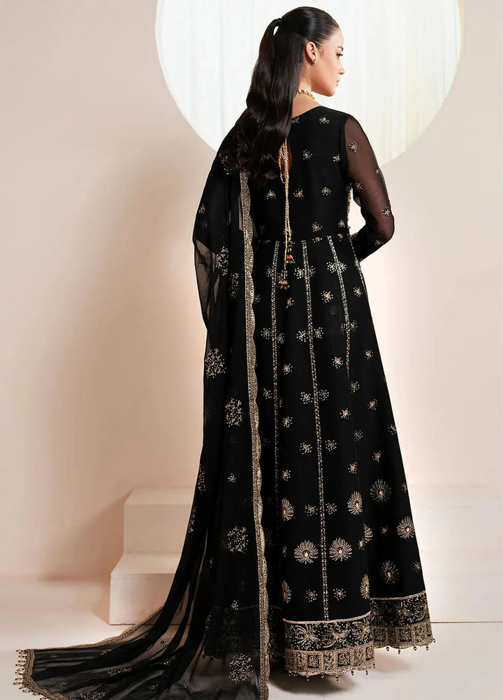 Reena by Alizeh Fashion Embroidered Chiffon Suit Unstitched 3 Piece AFB25RE D-4030 Noir - Formals Collection