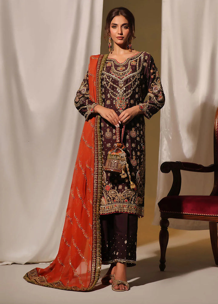 Rehan N Muzammil Pret Embroidered Sheesha Silk 3 Piece Suit Emmaline