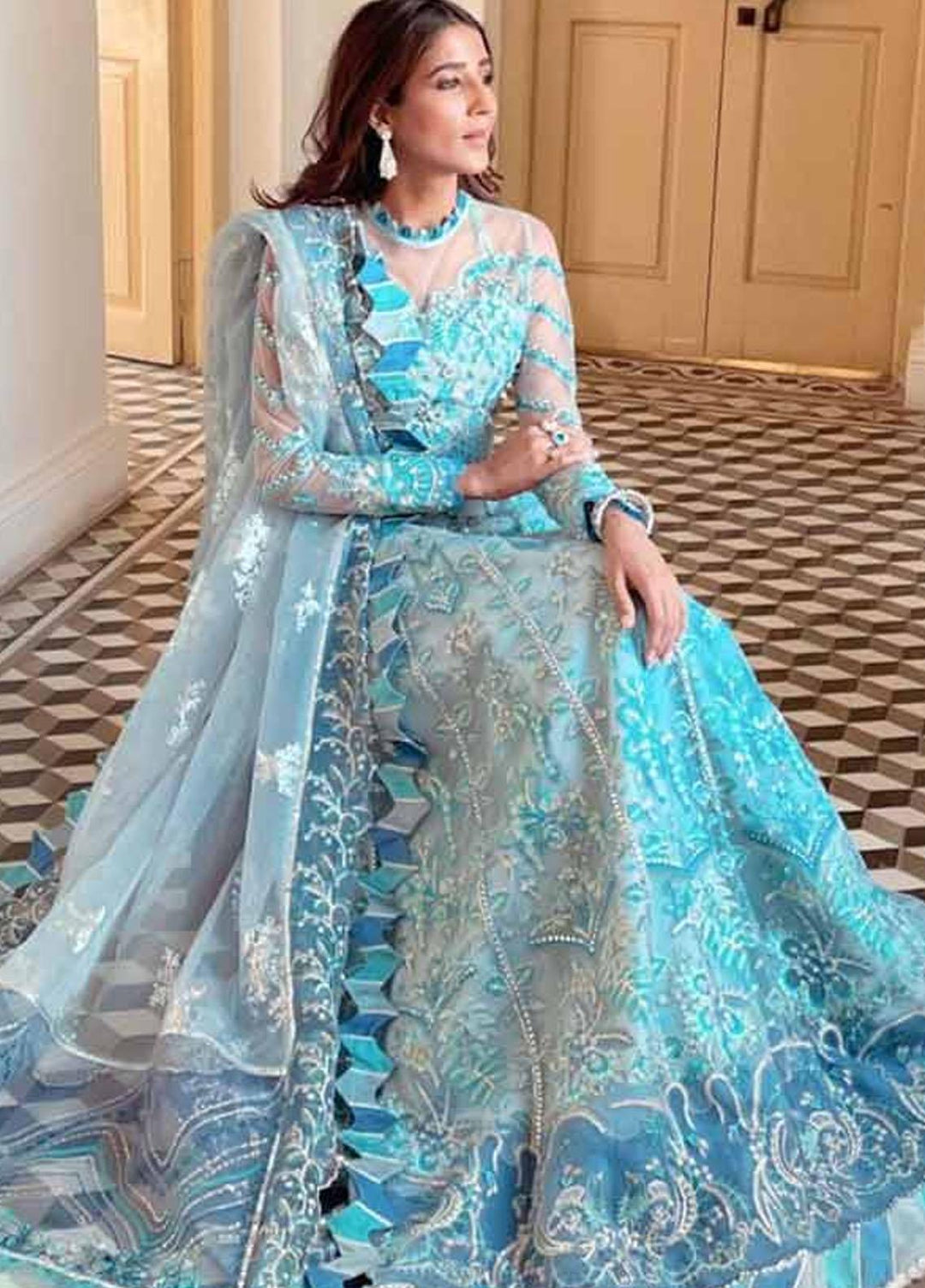 Republic WomensWear Embroidered Net Suits Unstitched 3 Piece RW21WU D-08 (Cloria Du Matin) - Luxury Formals Collection