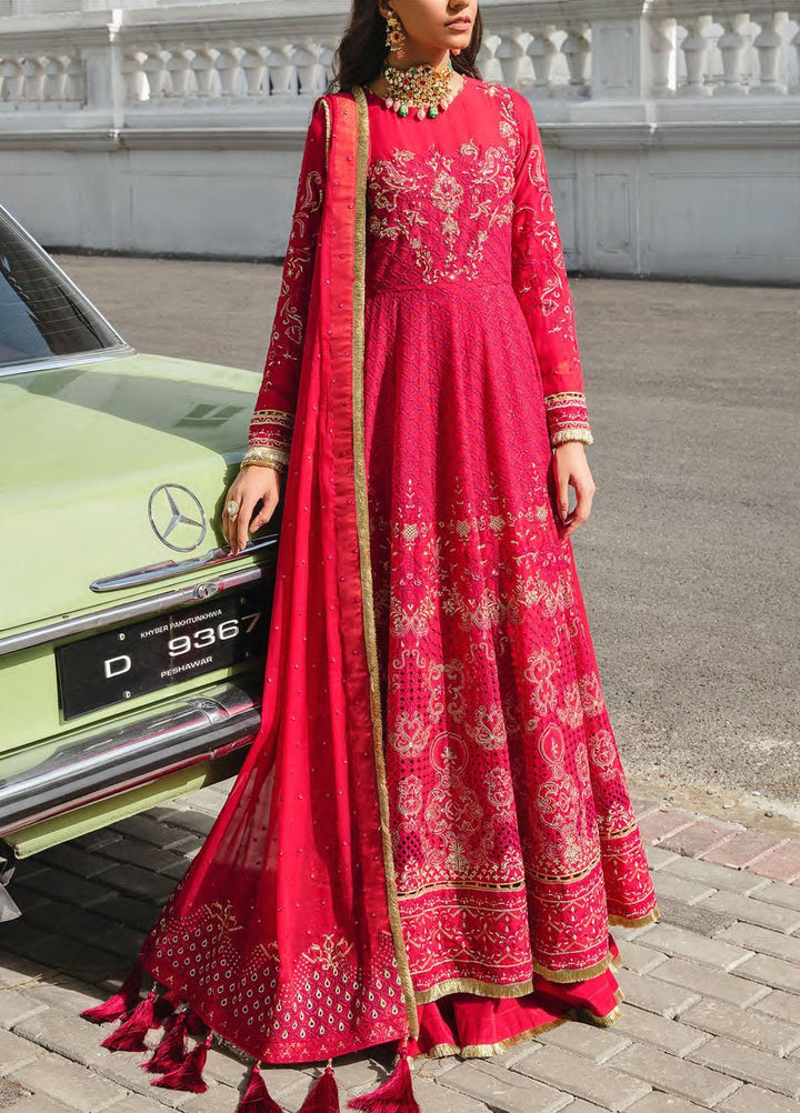Retro by Salitex Embroidered Chiffon Suits Unstitched 3 Piece ST22RC HC-00040 Dazzle De Rouge - Luxury Collection