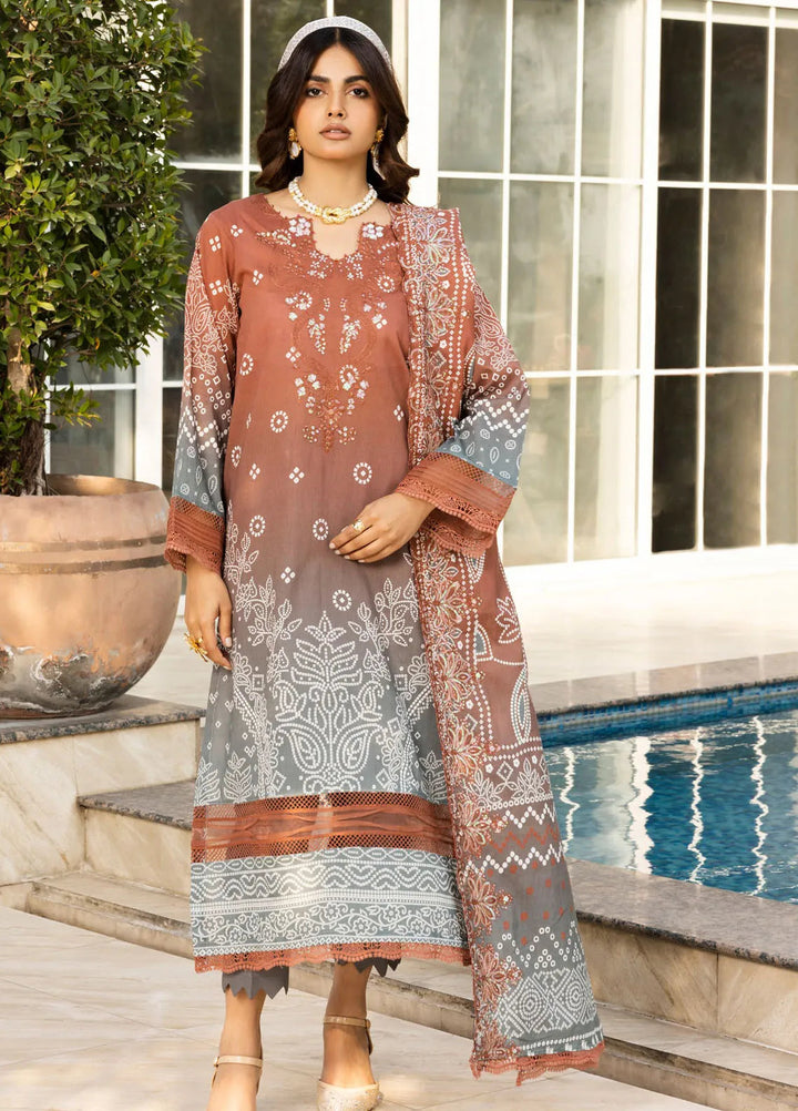 Riaz Arts Embroidered Lawn Suit Unstitched 3 Piece RA25CL AF-195 - Summer Collection