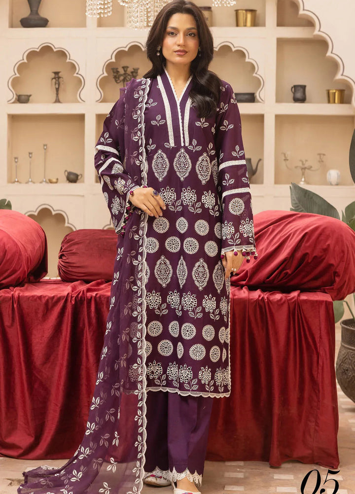 Riaz Arts Embroidered Lawn Suit Unstitched 3 Piece RA25MA D-05 - Summer Collection