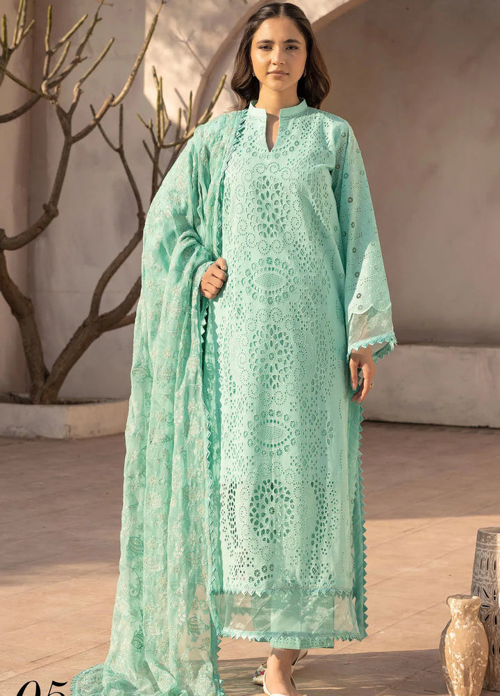 Riaz Arts Embroidered Lawn Suit Unstitched 3 Piece RA25ME D-05 - Summer Collection