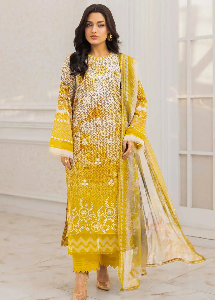 Riaz Arts Embroidered Lawn Suits Unstitched 3 Piece RA25LC AF-214 - Summer Collection