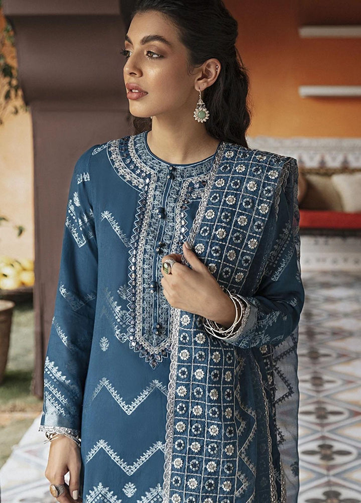 Rim Jhim by Cross Stitch Embroidered Cotton Jacquard Suits Unstitched 3 Piece CS21RJ NOOR-E-QAMAR-B - Luxury Collection