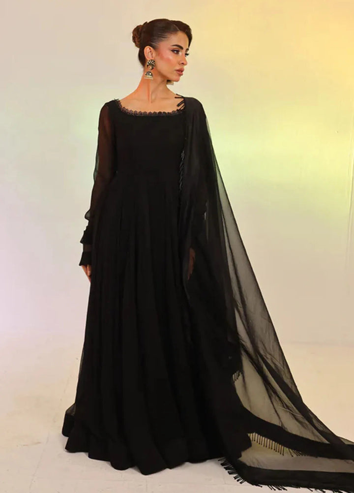 Ripret Pret Embroidered Chiffon 2 Piece Suit Black Kalidaar