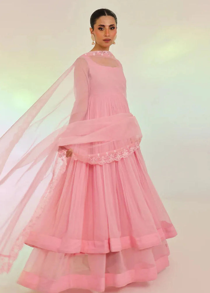 Ripret Pret Embroidered Chiffon 2 Piece Suit Pink Tier Pishwas