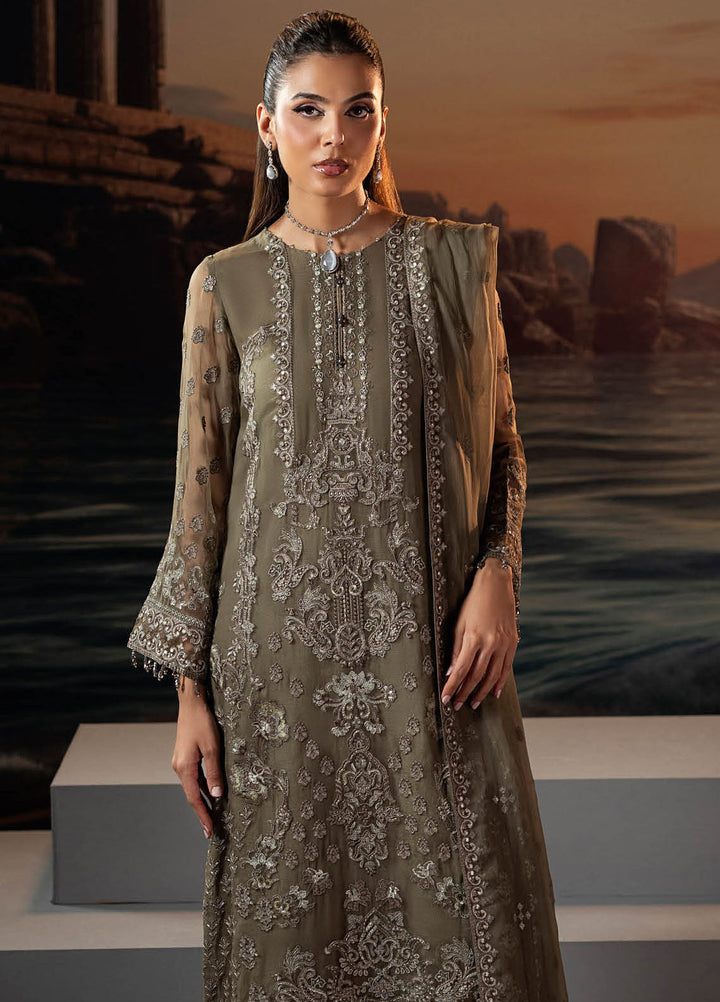Riwayat by Lamisah Embroidered Chiffon Suits Unstitched 3 Piece LVP25RL R-07 Sage Green - Formals Collection