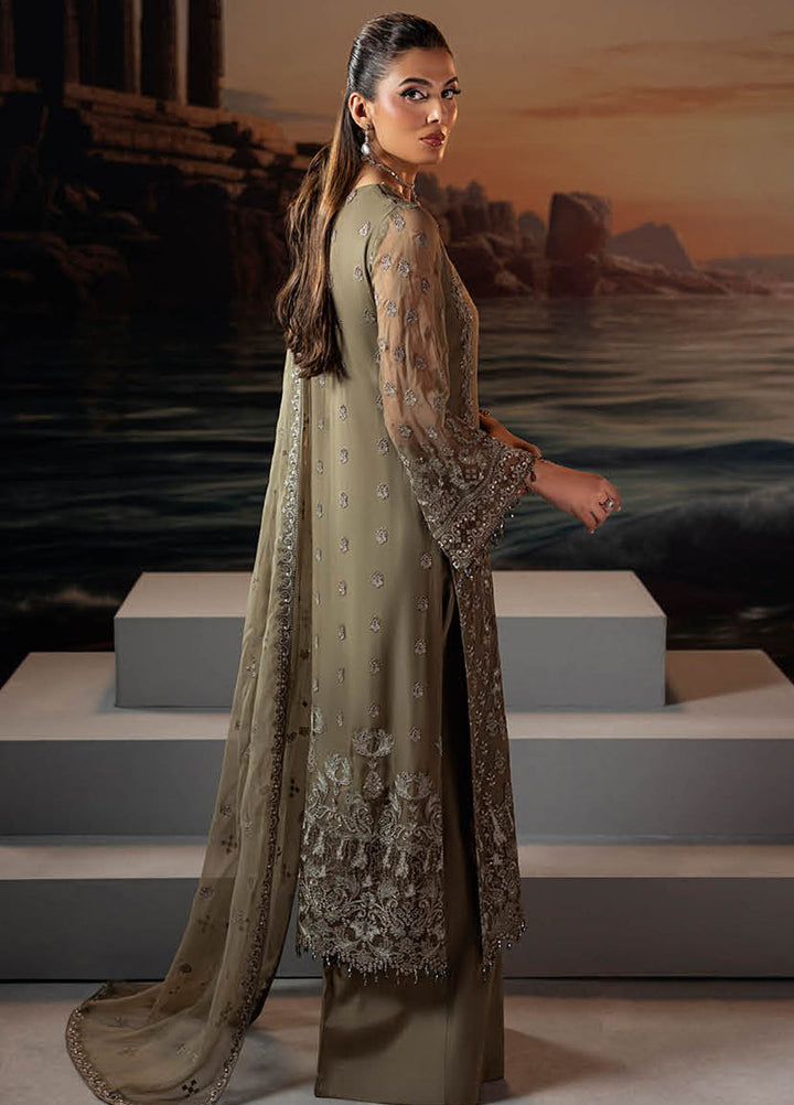Riwayat by Lamisah Embroidered Chiffon Suits Unstitched 3 Piece LVP25RL R-07 Sage Green - Formals Collection