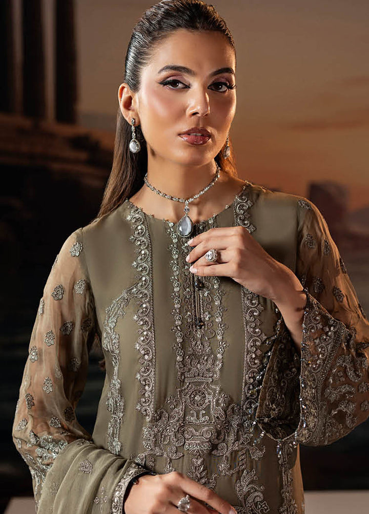 Riwayat by Lamisah Embroidered Chiffon Suits Unstitched 3 Piece LVP25RL R-07 Sage Green - Formals Collection