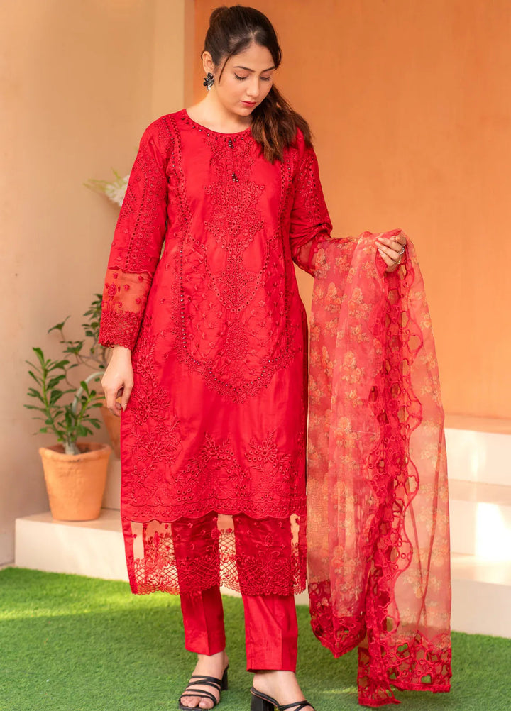 Roop Rang By Al Harir Pret Embroidered Cotton 3 Piece Suit Rose Rose