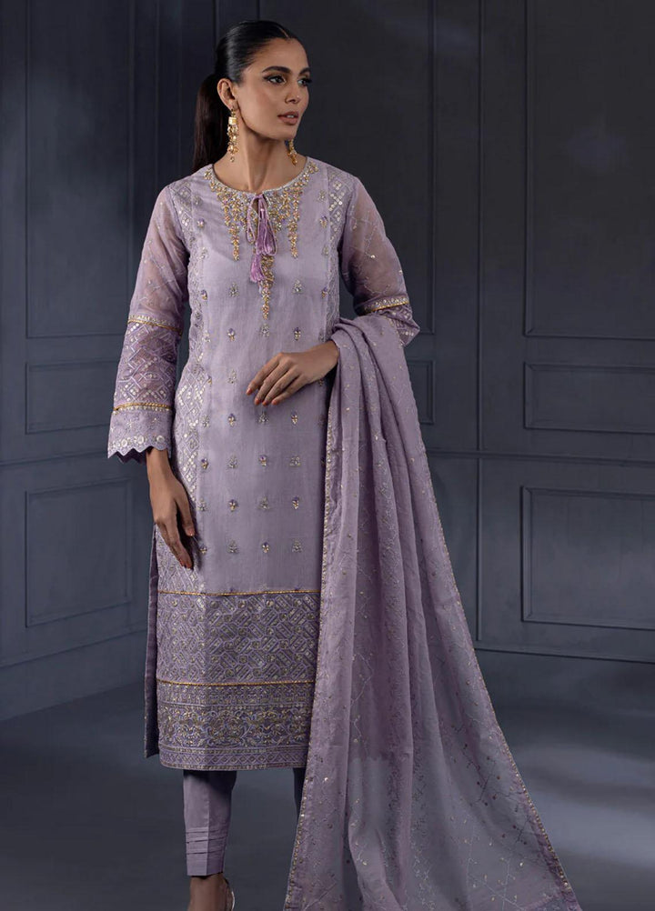 Shamooz Pret Embroidered Khaadi Net 3 Piece Suit SEM-0541 Royal Purple