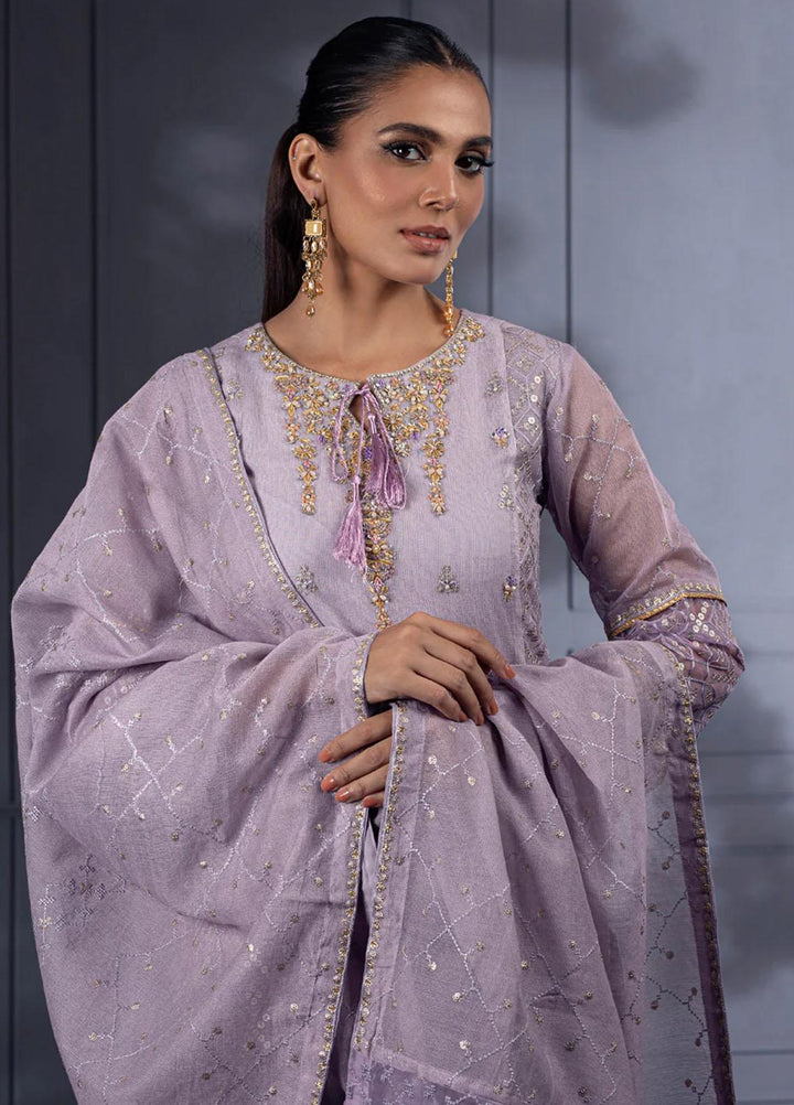 Shamooz Pret Embroidered Khaadi Net 3 Piece Suit SEM-0541 Royal Purple