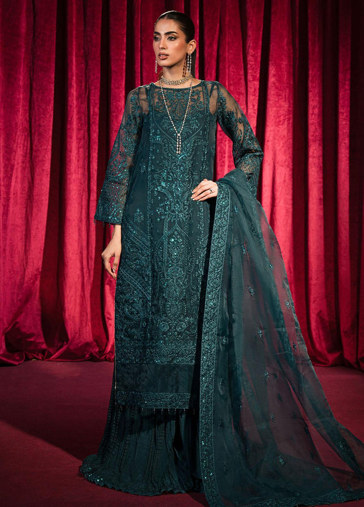 Roshnai By Shazme Embroidered Organza Suits Unstitched 4 Piece SHZ23R SH 07 Isra - Wedding Collection