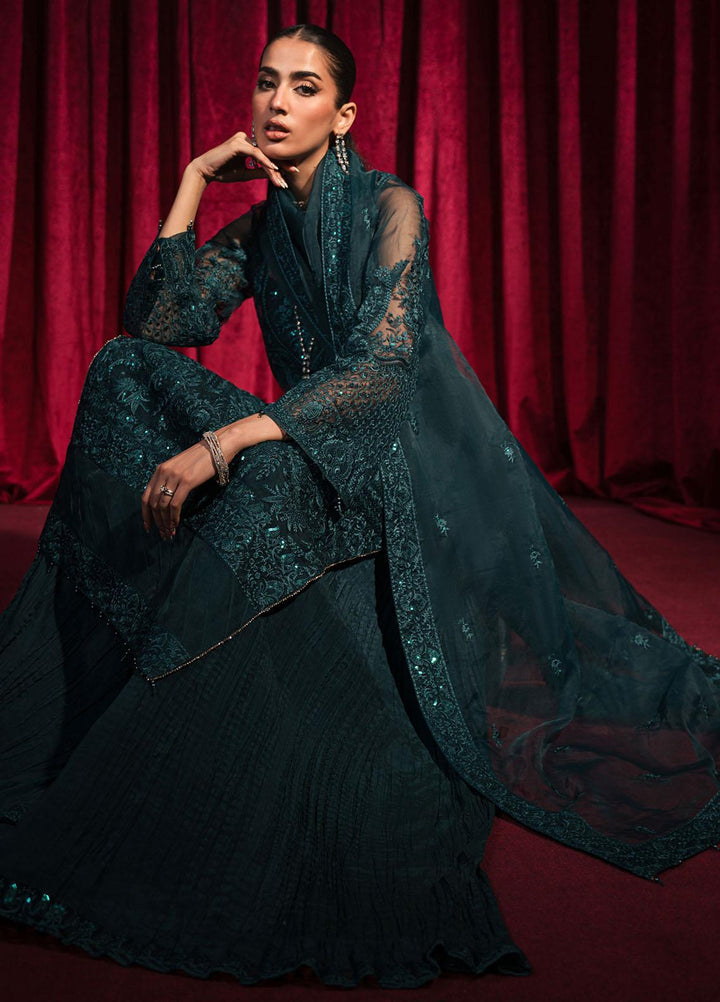 Roshnai By Shazme Embroidered Organza Suits Unstitched 4 Piece SHZ23R SH 07 Isra - Wedding Collection