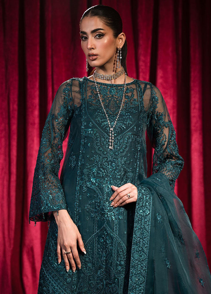 Roshnai By Shazme Embroidered Organza Suits Unstitched 4 Piece SHZ23R SH 07 Isra - Wedding Collection