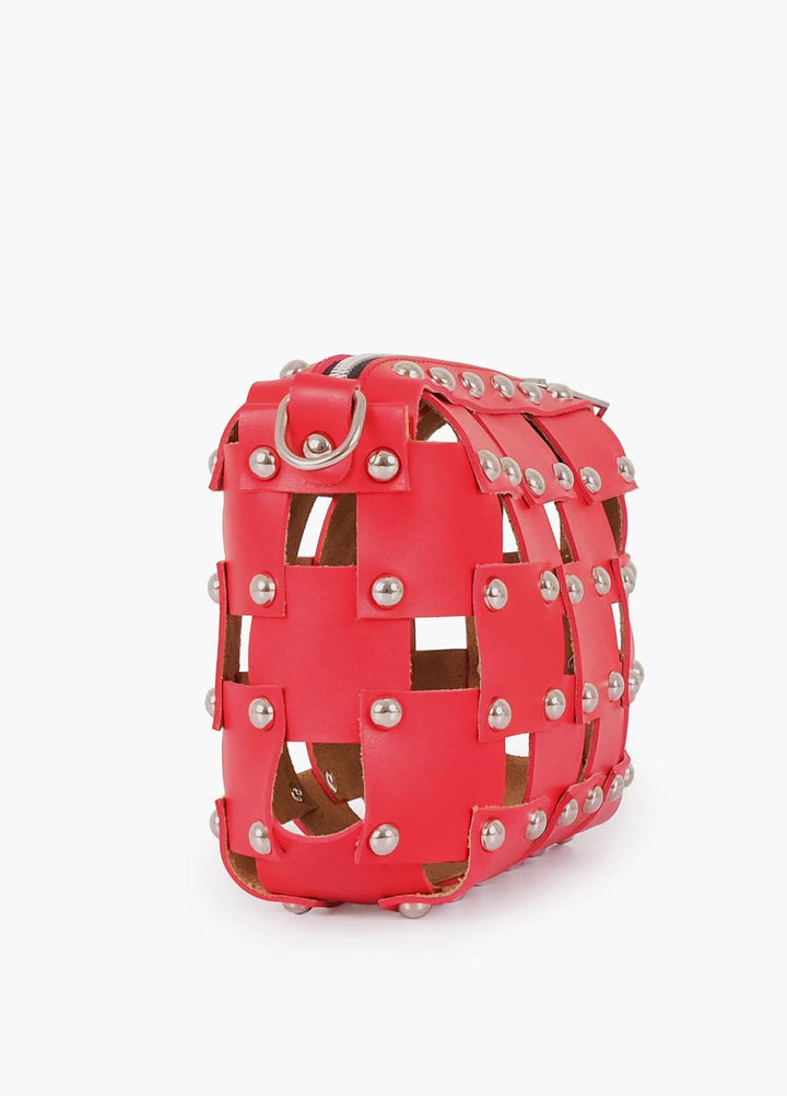 RTW Creation    Bag RTW23CB Red rivet cross-body bag RCB-05 - Women Cross Body Bags