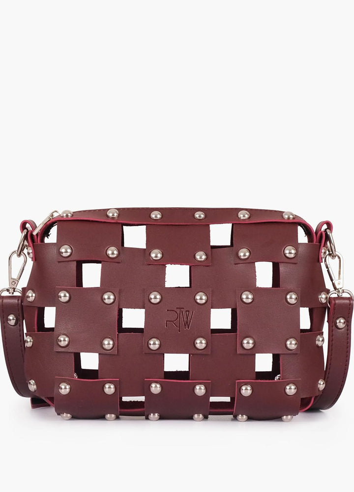 RTW Creation    Bag RTW23CB Burgundy rivet cross-body bag RCB-03 - Women Cross Body Bags