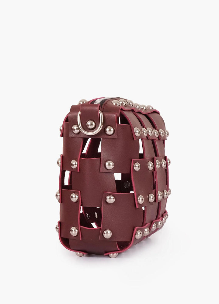 RTW Creation    Bag RTW23CB Burgundy rivet cross-body bag RCB-03 - Women Cross Body Bags