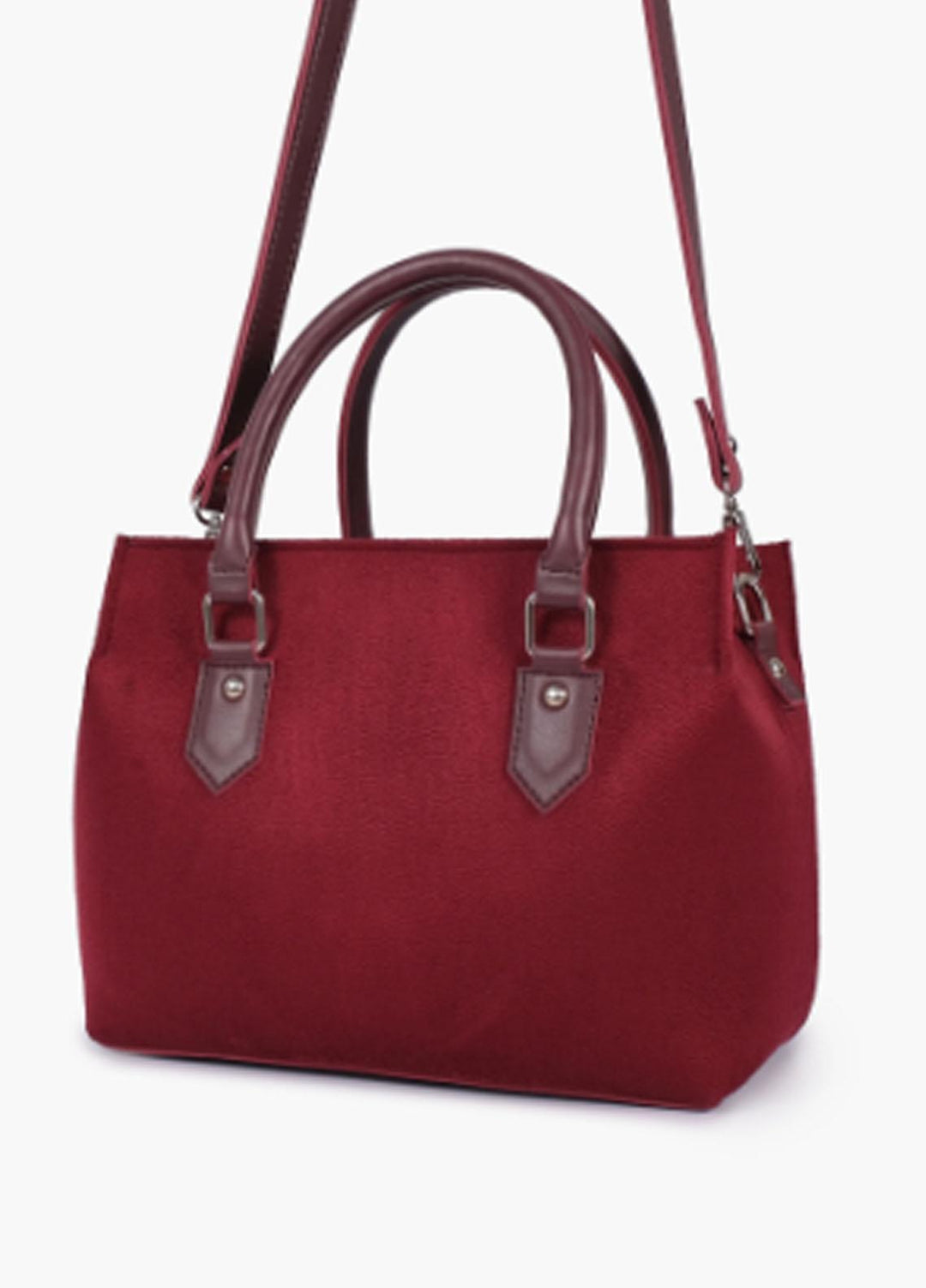RTW Creation Hand Bag Ssb-01 Burgundy Suede Small Satchel Bag - Women Hand Bags