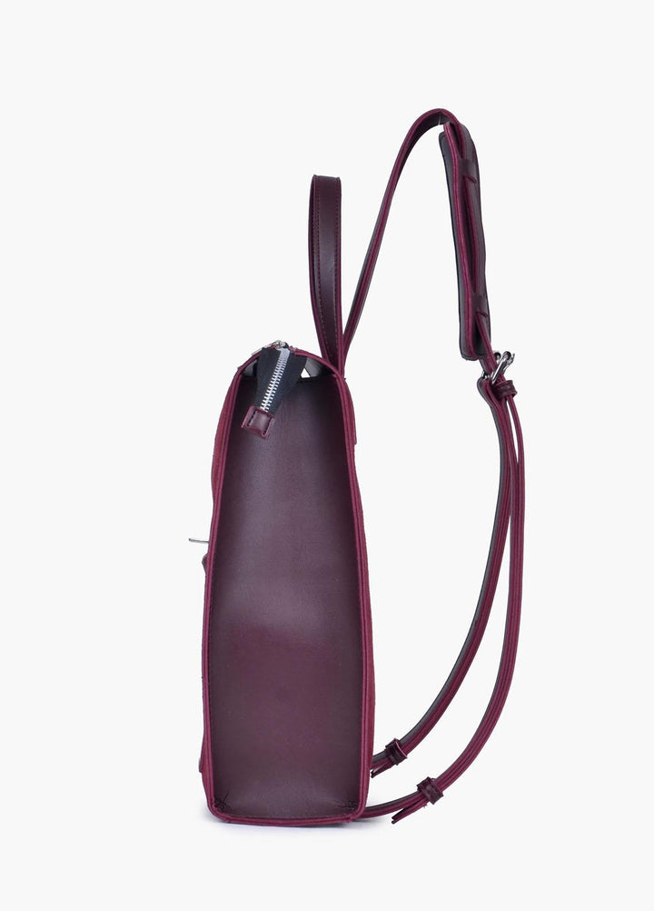 RTW Creation    Backpack ABP-01 Burgundy suede adventure backpack - School Bags and Backpacks