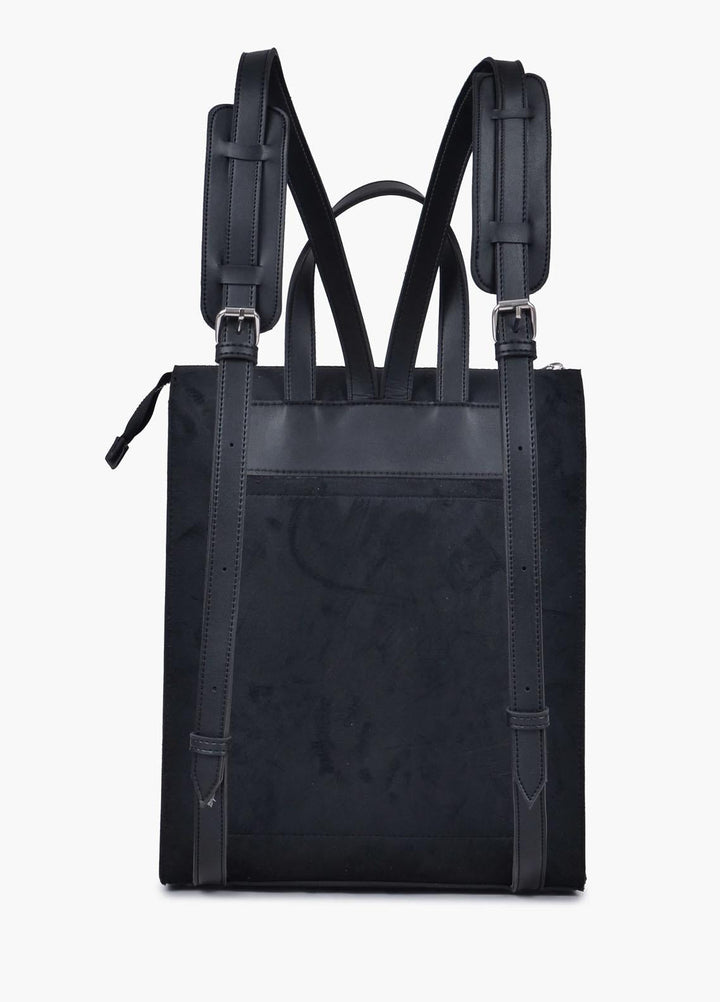 RTW Creation    Backpack ABP-03 Black suede adventure backpack - School Bags and Backpacks