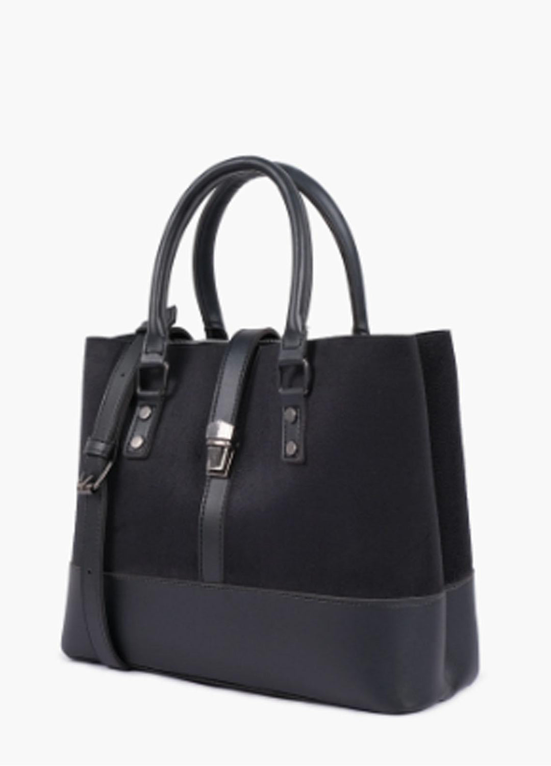 RTW Creation Shoulder Bag Mcs-03 Black Suede Multi-Compartment Shoulder Bag - Women Shoulder Bags