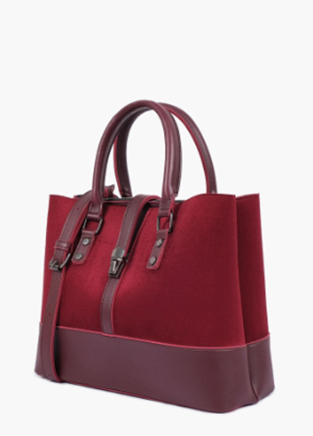 RTW Creation Shoulder Bag Mcs-01 Burgundy Suede Multi-Compartment Shoulder Bag - Women Shoulder Bags