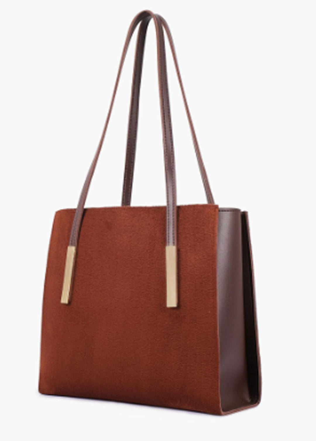 RTW Creation Shoulder Bag Zsb-02 Dark Brown Suede Zipper Shoulder Bag With Long Handle - Women Shoulder Bags