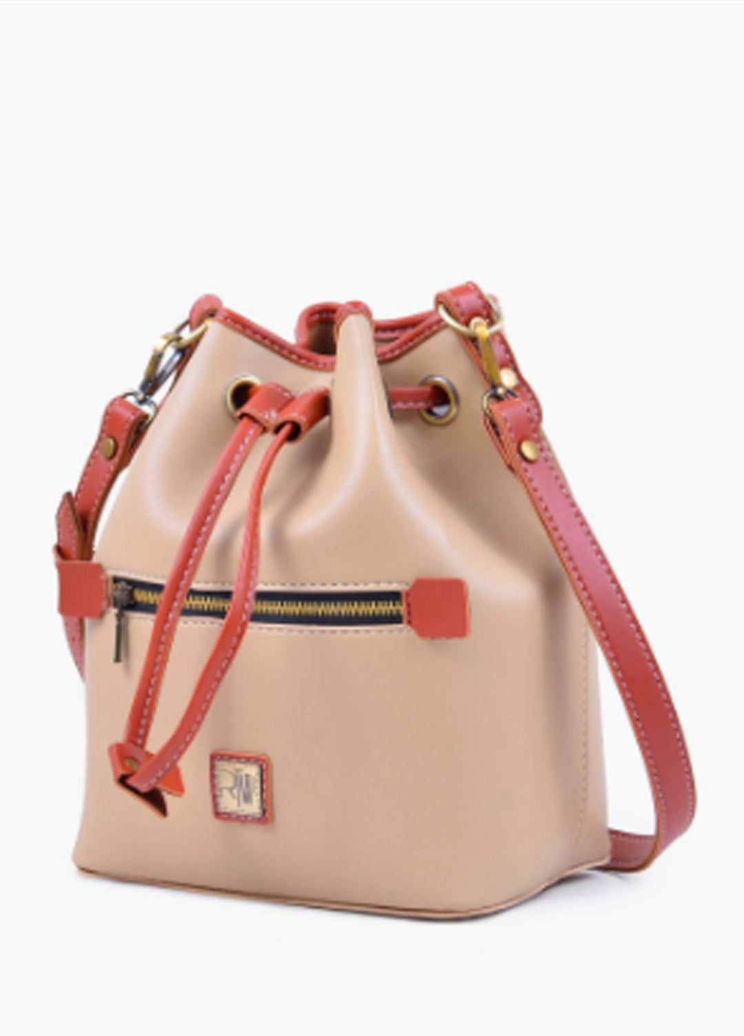 RTW Creation Shoulder Bag Dbl-05 Off-White Bucket Bag With Zipper Pocket - Women Shoulder Bags