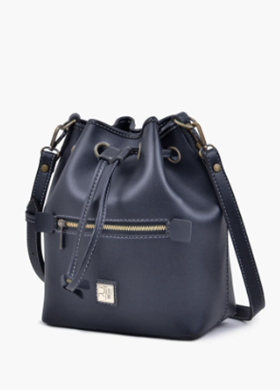 RTW Creation Shoulder Bag Dbl-03 Black Bucket Bag With Zipper Pocket - Women Shoulder Bags