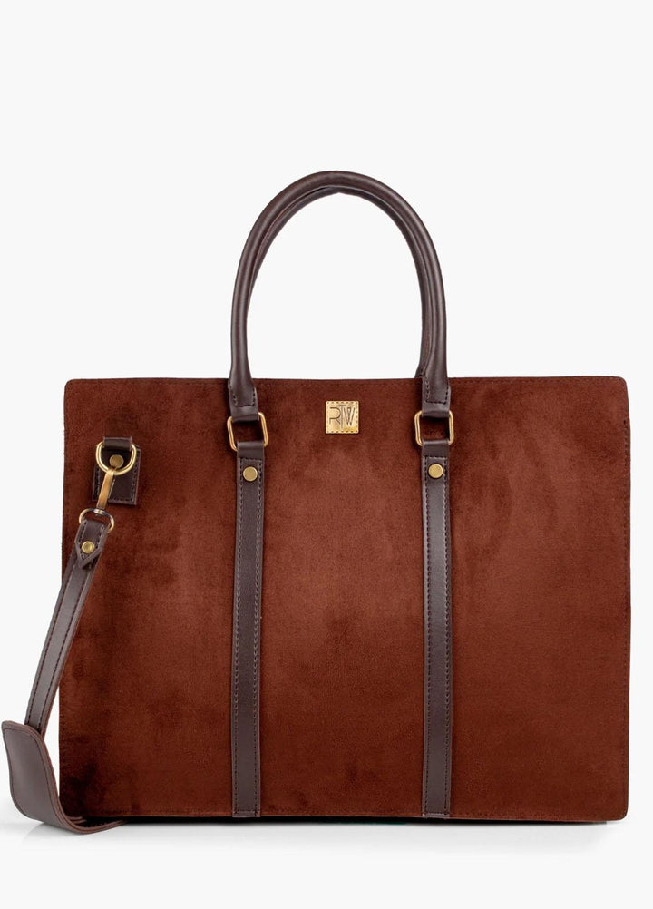 RTW Creation    Laptop Bag TRW23LB DLB-04 Dark brown suede laptop bag - Women Laptop Bags