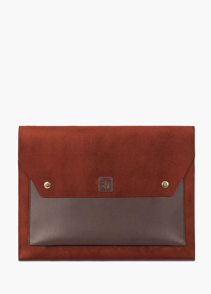 RTW Creation    Laptop Bag TRW23LB LS17-04 Dark brown suede laptop sleeve - Women Laptop Bags