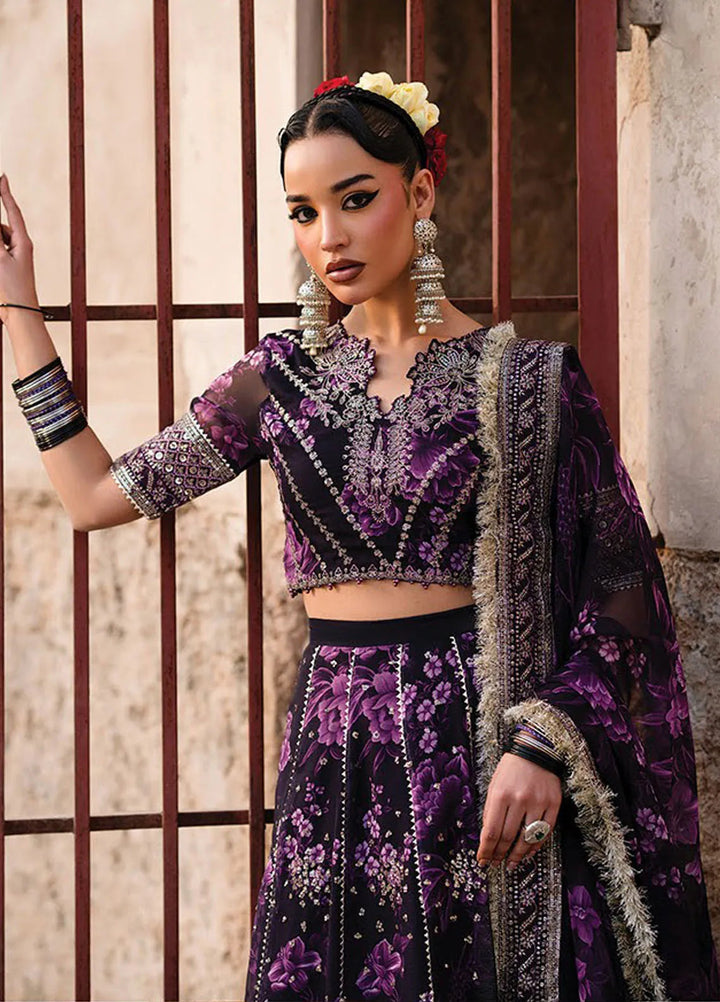 Rumi by Xenia Embroidered Chiffon Suit Unstitched 3 Piece XE25RF D-08 Kesar - Formals Collection