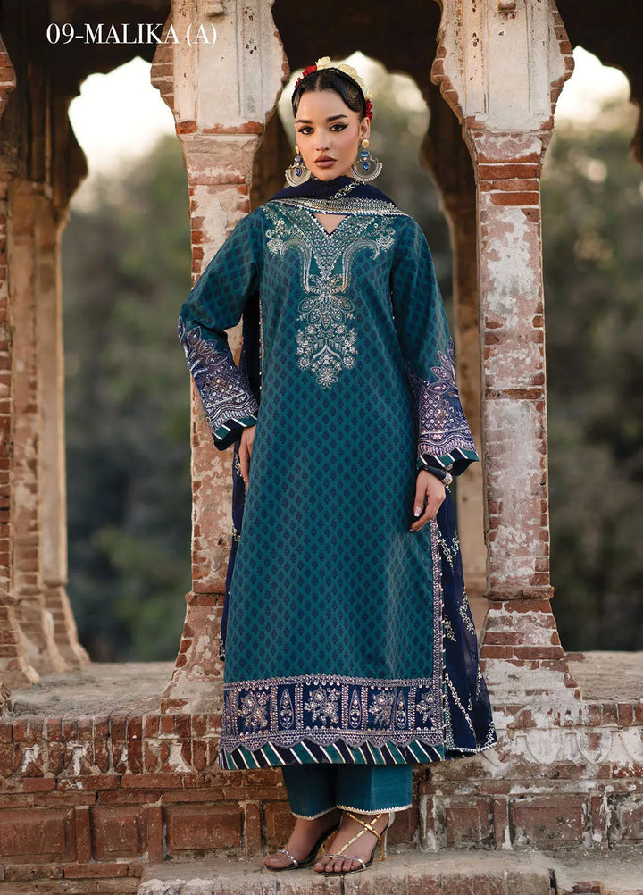 Rumi by Xenia Embroidered Raw Silk Suit Unstitched 3 Piece XE25RF D-09 Malika A - Formals Collection