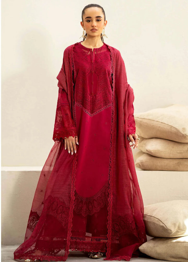 Saad Shaikh Embroidered Lawn Suit Unstitched 3 Piece SSK24E Blush - Festive Collection