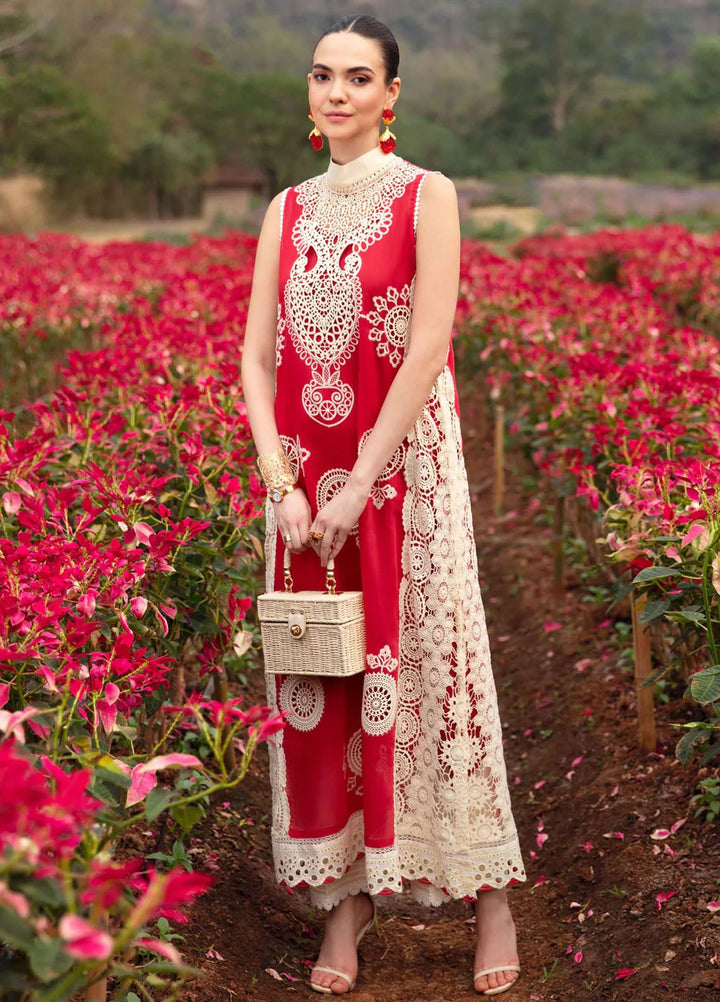 Sable Vogue Embroidered Lawn Suit Unstitched 3 Piece SV24LL SL-01-24 Carnelian - Luxury Summer Collection