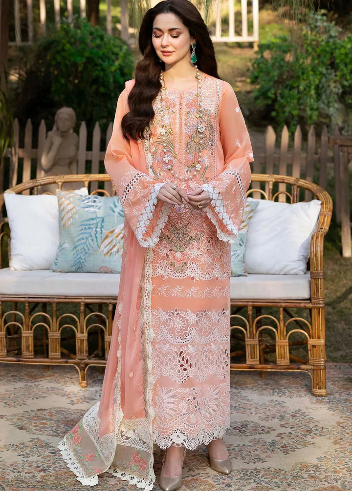 Sable Vogue Embroidered Organza Suit Unstitched 4 Piece SV25LF SL-10-25 - Luxury Collection