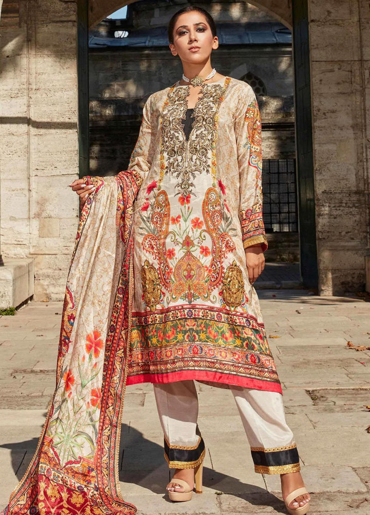 Sable Vogue Embroidered Silk Suits Unstitched 3 Piece SRS-02 SV22NFU - Luxury Collection