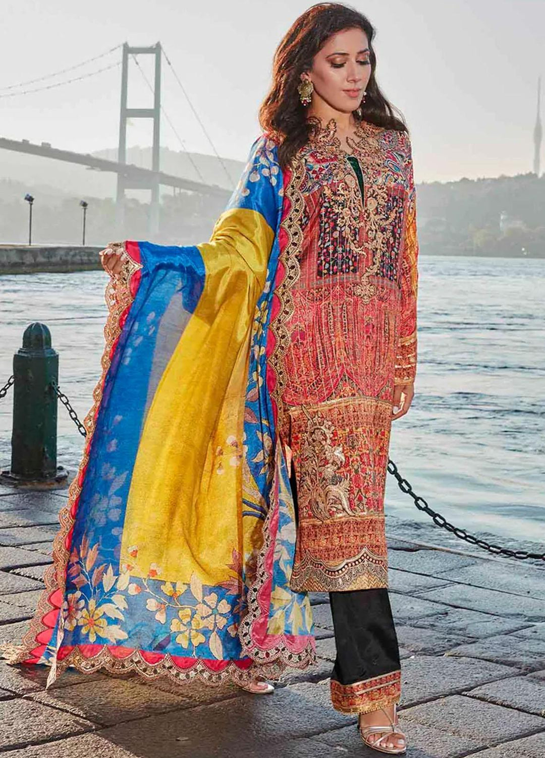 Sable Vogue Embroidered Silk Suits Unstitched 3 Piece SRS-04 SV22NFU - Luxury Collection