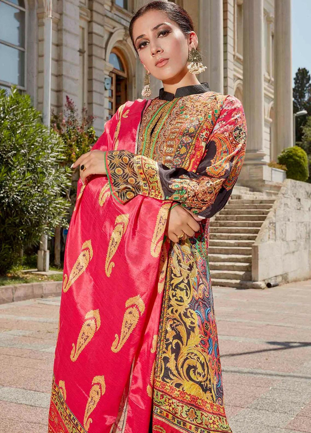 Sable Vogue Embroidered Silk Suits Unstitched 3 Piece SRS-06 SV22NFU - Luxury Collection