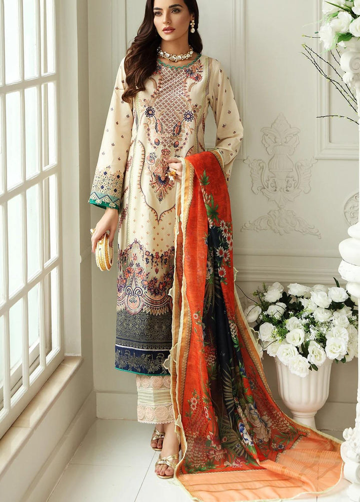 Sable Vogue Embroidered Lawn Suits Unstitched 3 Piece SV21-L2 04 Baroque Fusion - Luxury Collection