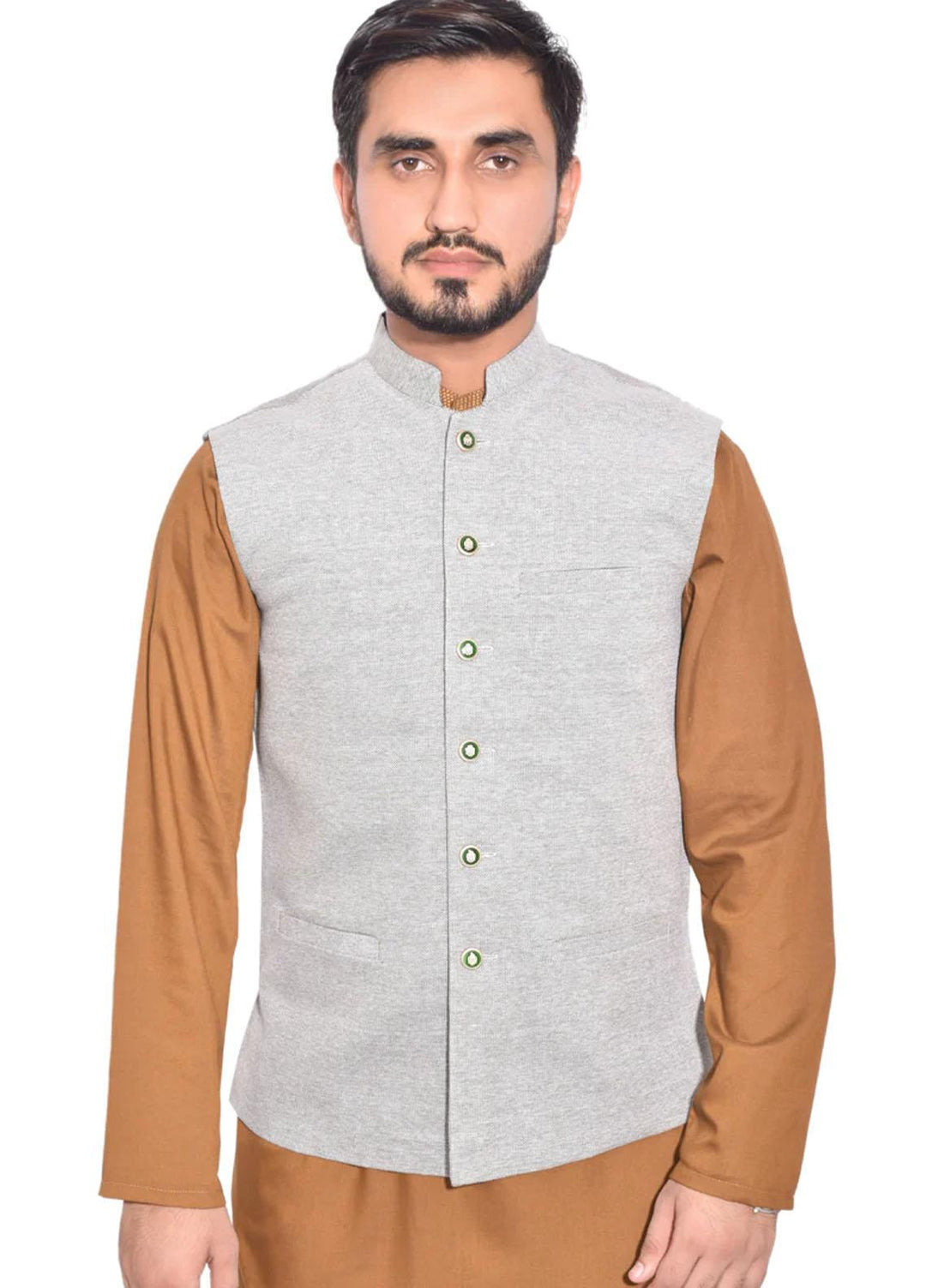Saeed Ajmal Formal Waistcoat for Men - 10-20-14-1410 Green