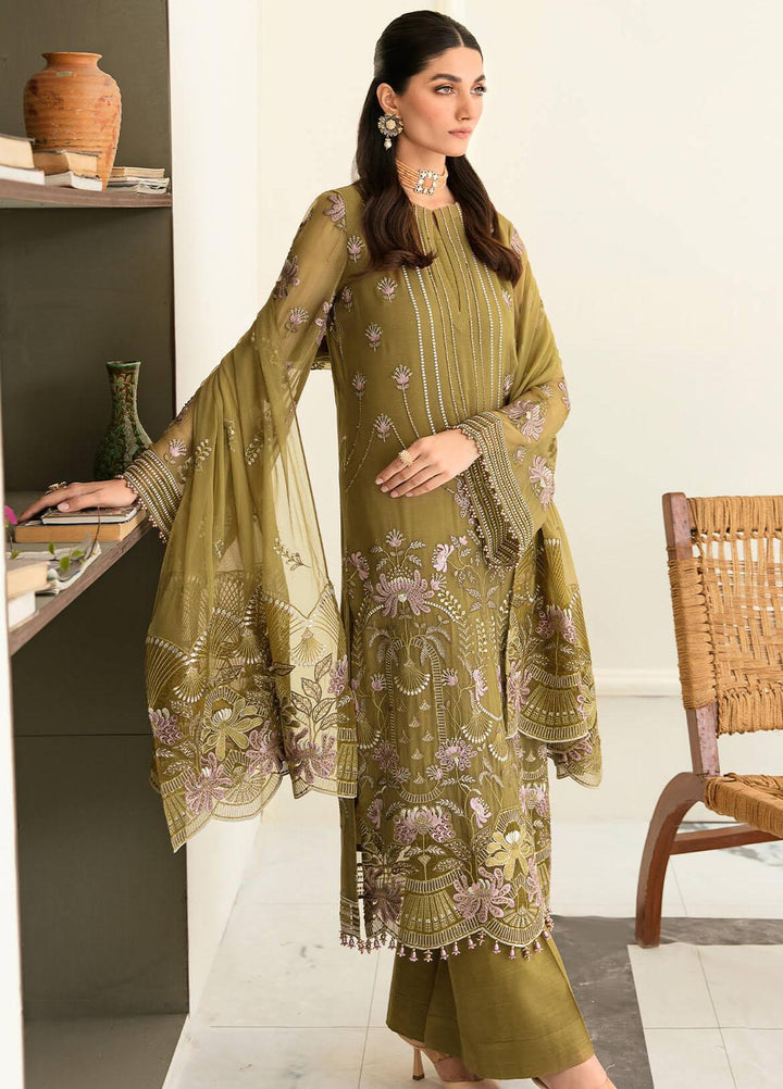 Safeera By Flossie Embroidered Chiffon Suits Unstitched 3 Piece FS23SFLU S-1203 Tuscany - Luxury Collection