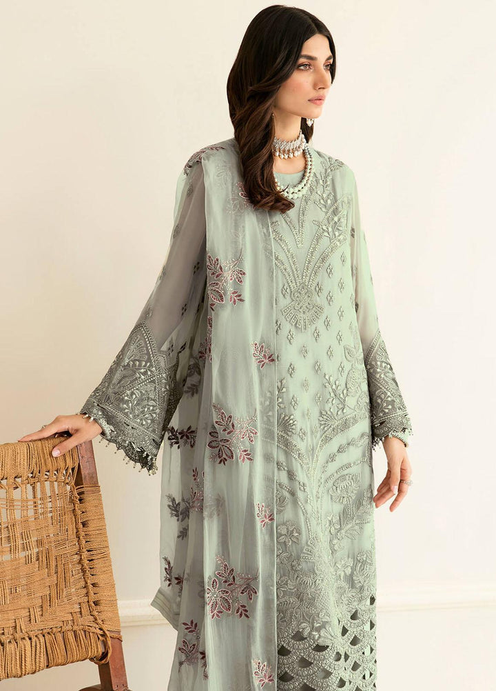 Safeera By Flossie Embroidered Chiffon Suits Unstitched 3 Piece FS23SFLU S-1206 Pistachio - Luxury Collection