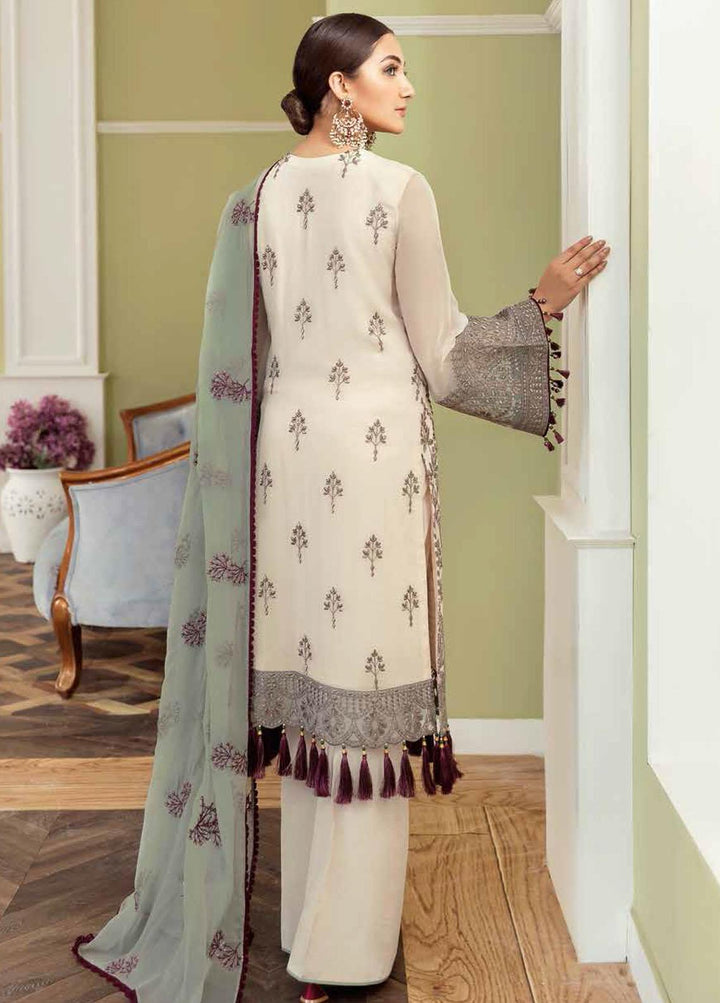 Safeera By Flossie S-909 Amber Light Chiffon 3 Piece Embroidered Unstitched Suits - Luxury Collection