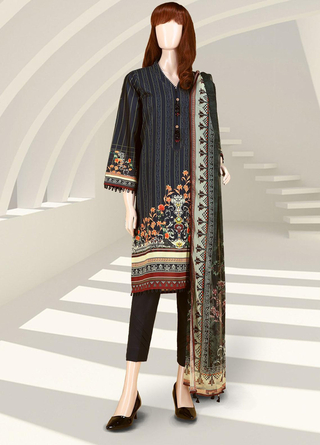 Saffron By Saya Printed Lawn Suits Unstitched 2 Piece UB-2102-04A - Summer Collection